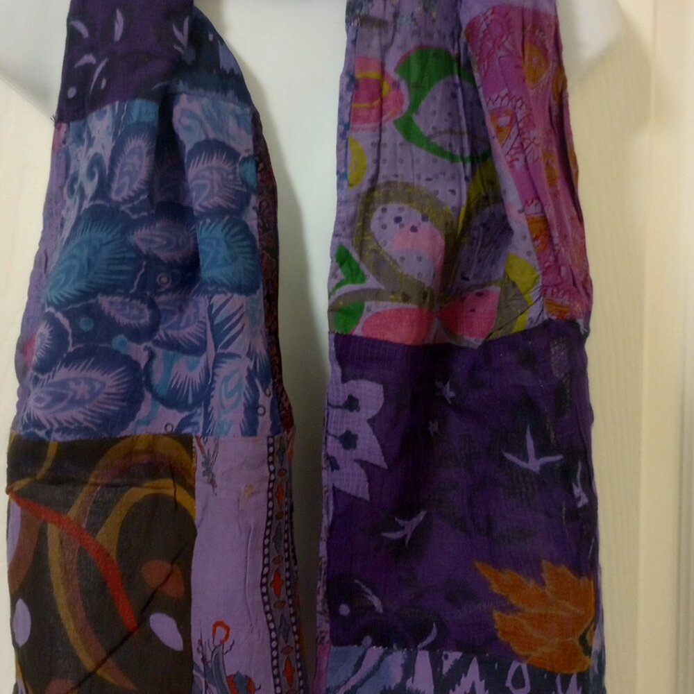 Purple Patchwork Reversible Scarf Stole - image 8